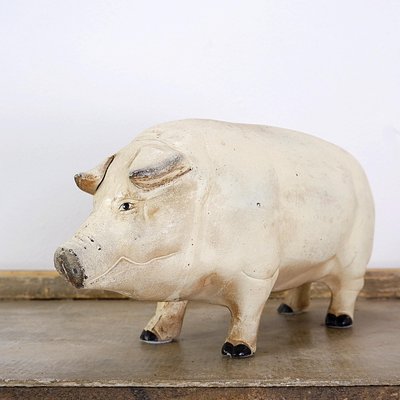 Mid-Century Iron Piggy Bank Sculpture-NYF-2019137