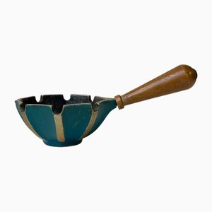 Mid-Century Israeli Ashtray in Cast Iron and Beech, 1960s-LCR-1776360