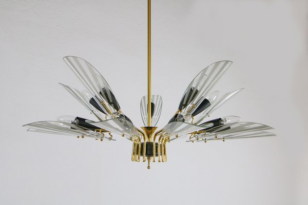 Mid-Century Italian 15-Light Chandelier in the style of Fontana Arte, 1950s-MTX-1748835