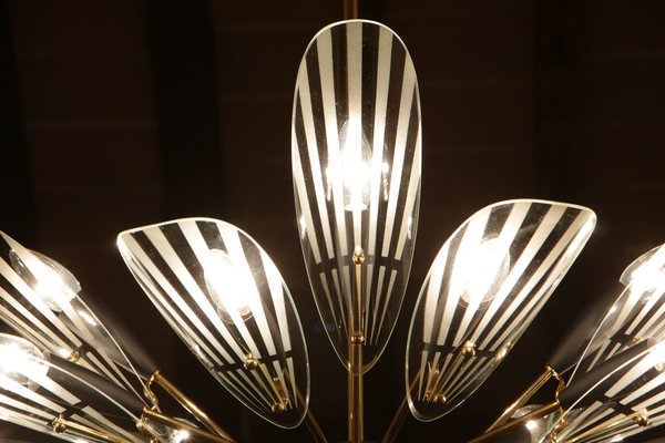 Mid-Century Italian 15-Light Chandelier in the style of Fontana Arte, 1950s-MTX-1748835