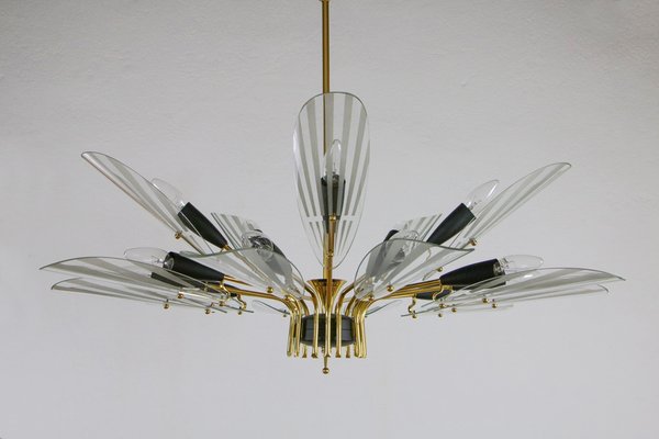 Mid-Century Italian 15-Light Chandelier in the style of Fontana Arte, 1950s-MTX-1748835