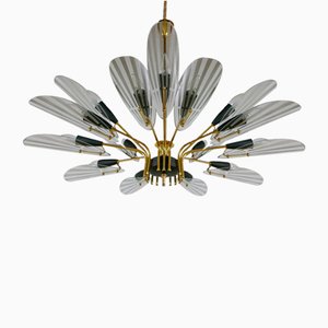 Mid-Century Italian 15-Light Chandelier in the style of Fontana Arte, 1950s-MTX-1748835