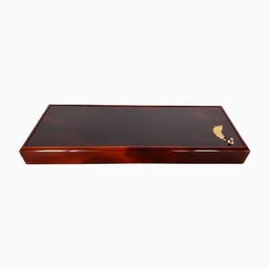 Mid-Century Italian Acrylic Glass & Brass Decorative Box in Dior Style-VNE-1363920