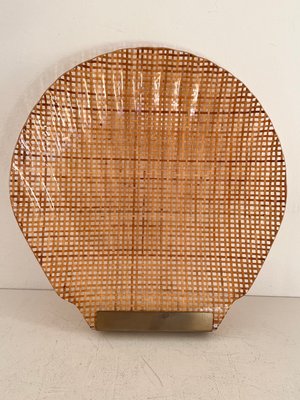 Mid-Century Italian Acrylic, Rattan & Brass Serving Tray, 1970-VNE-1177364