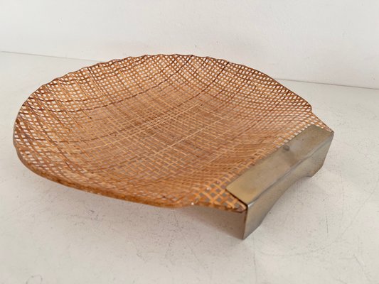 Mid-Century Italian Acrylic, Rattan & Brass Serving Tray, 1970-VNE-1177364