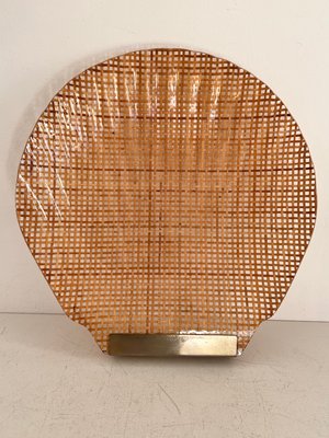 Mid-Century Italian Acrylic, Rattan & Brass Serving Tray, 1970-VNE-1177364