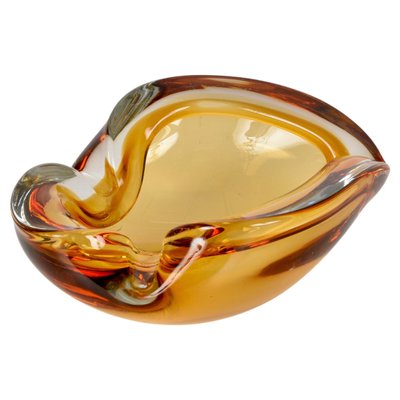 Mid-Century Italian Amber Sommerso Murano Art Glass Bowl or Ashtray by Flavio Poli, 1960s-JDR-1193033