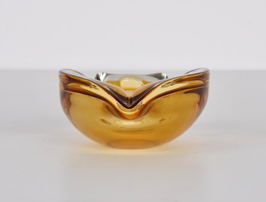 Mid-Century Italian Amber Sommerso Murano Art Glass Bowl or Ashtray by Flavio Poli, 1960s-JDR-1193033