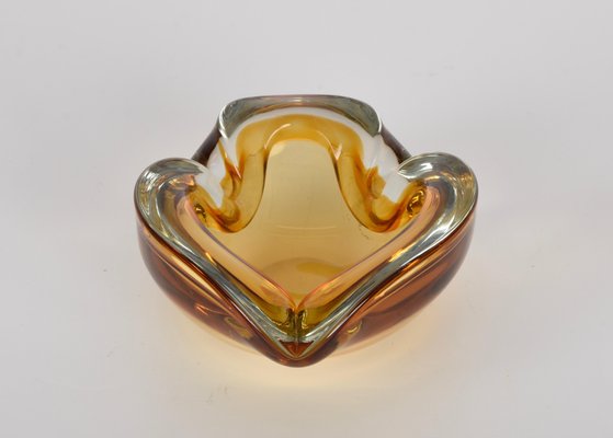 Mid-Century Italian Amber Sommerso Murano Art Glass Bowl or Ashtray by Flavio Poli, 1960s-JDR-1193033