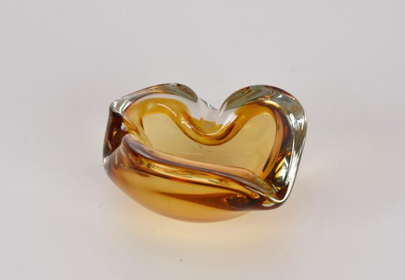 Mid-Century Italian Amber Sommerso Murano Art Glass Bowl or Ashtray by Flavio Poli, 1960s-JDR-1193033