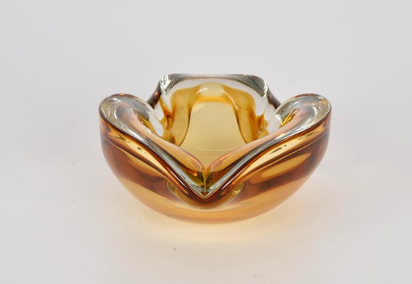 Mid-Century Italian Amber Sommerso Murano Art Glass Bowl or Ashtray by Flavio Poli, 1960s-JDR-1193033