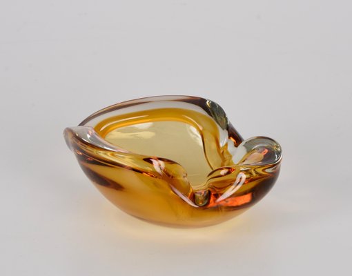 Mid-Century Italian Amber Sommerso Murano Art Glass Bowl or Ashtray by Flavio Poli, 1960s-JDR-1193033