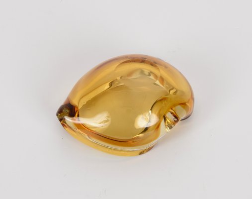 Mid-Century Italian Amber Sommerso Murano Art Glass Bowl or Ashtray by Flavio Poli, 1960s-JDR-1193033