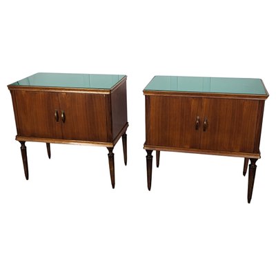 Mid-Century Italian Art Deco Nightstands in Walnut, 1950s, Set of 2-EUP-1768075