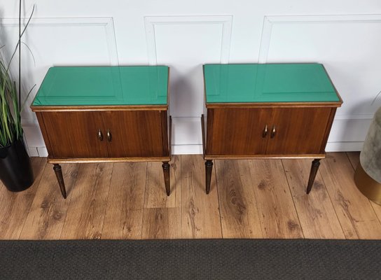 Mid-Century Italian Art Deco Nightstands in Walnut, 1950s, Set of 2-EUP-1768075