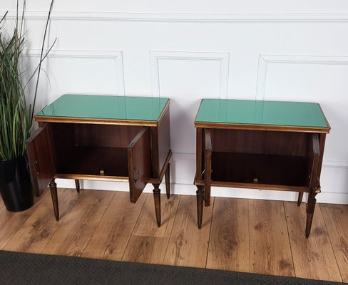 Mid-Century Italian Art Deco Nightstands in Walnut, 1950s, Set of 2-EUP-1768075