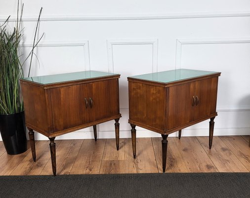 Mid-Century Italian Art Deco Nightstands in Walnut, 1950s, Set of 2-EUP-1768075