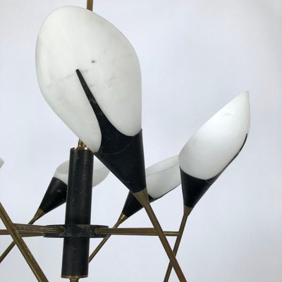 Mid-Century Italian Articulated Brass 6-Arm Chandelier from Stilnovo, 1950s-OT-900191