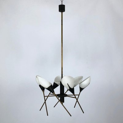 Mid-Century Italian Articulated Brass 6-Arm Chandelier from Stilnovo, 1950s-OT-900191