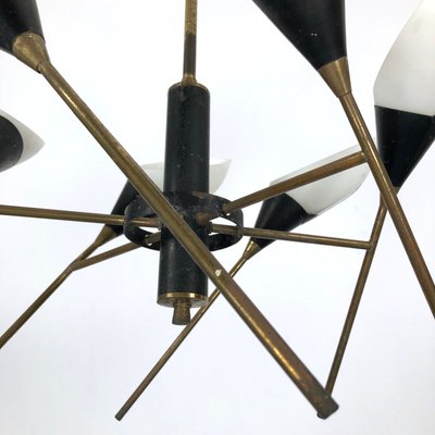 Mid-Century Italian Articulated Brass 6-Arm Chandelier from Stilnovo, 1950s-OT-900191