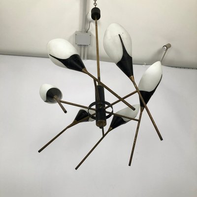 Mid-Century Italian Articulated Brass 6-Arm Chandelier from Stilnovo, 1950s-OT-900191