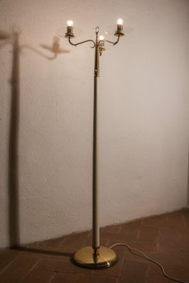 Mid-Century Italian Ash & Polished Brass Floor Lamp in the Style of Pietro Chiesa, 1940s-MTX-1077494