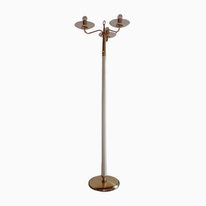 Mid-Century Italian Ash & Polished Brass Floor Lamp in the Style of Pietro Chiesa, 1940s-MTX-1077494