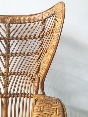 Mid-Century Italian Bamboo and Rattan Conte Biancamano Lounge Chair by Lio Carminati and Gio Ponti, 1950s-GGK-627247