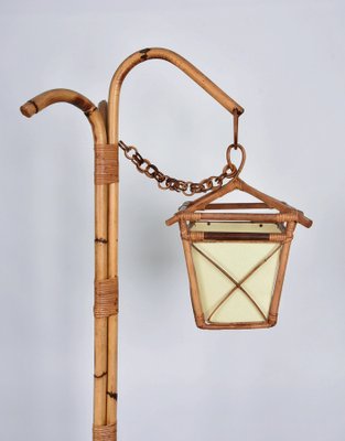 Mid-Century Italian Bamboo and Rattan Floor Lamp with Tripod Base, 1950s-JDR-1125443