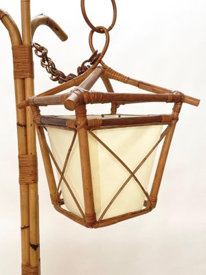 Mid-Century Italian Bamboo and Rattan Floor Lamp with Tripod Base, 1950s-JDR-1125443