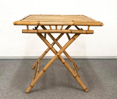 Mid-Century Italian Bamboo and Rattan Foldable Table and Four Chairs, 1960s, Set of 5-JDR-1126160