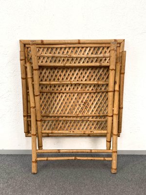 Mid-Century Italian Bamboo and Rattan Foldable Table and Four Chairs, 1960s, Set of 5-JDR-1126160