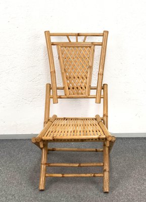 Mid-Century Italian Bamboo and Rattan Foldable Table and Four Chairs, 1960s, Set of 5-JDR-1126160