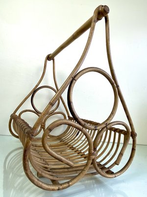 Mid-Century Italian Bamboo and Rattan Magazine Holder, 1960s-WZZ-1263537