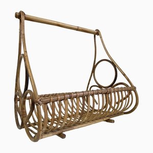 Mid-Century Italian Bamboo and Rattan Magazine Holder, 1960s-WZZ-1263537