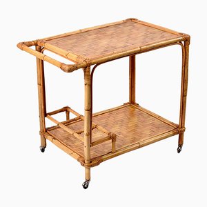 Mid-Century Italian Bamboo and Rattan Rectangular Serving Trolley, 1960s-JDR-1210070