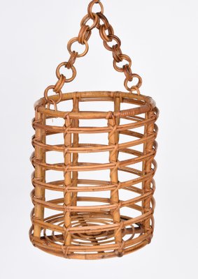 Mid-Century Italian Bamboo and Rattan Round Magazine Rack, 1960s-JDR-1125626