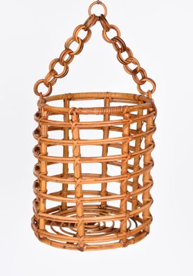 Mid-Century Italian Bamboo and Rattan Round Magazine Rack, 1960s-JDR-1125626