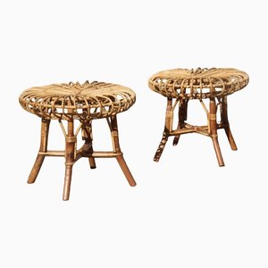 Mid-Century Italian Bamboo Stools, 1950s, Set of 2-EH-1180593