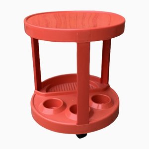 Mid-Century Italian Bar Cart in Red Plastic, 1970s-OXJ-1253982