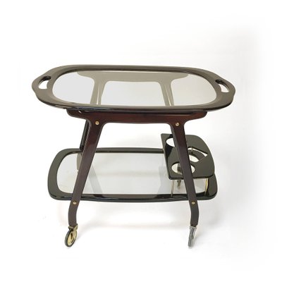 Mid-Century Italian Bar Cart in Wood by Cesare Lacca, 1950s-JDR-1126273