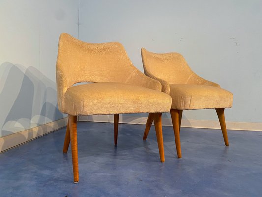 Mid-Century Italian Bedroom Chairs in Yellow Velvet by Vittorio Dassi, Set of 2-MTX-1260964