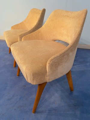 Mid-Century Italian Bedroom Chairs in Yellow Velvet by Vittorio Dassi, Set of 2-MTX-1260964