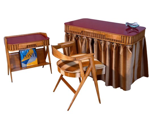 Mid-Century Italian Bedroom Set attributed to Vittorio Dassi, 1955, Set of 3-MTX-1734414