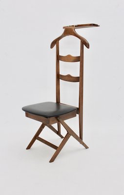 Mid-Century Italian Beech Brass Valet with Chair, 1960s-NB-1337954