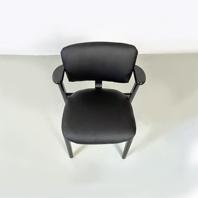 Mid-Century Italian Beech Matt Black Wood and Faux Leather Chairs, 1960s-GDD-1425981