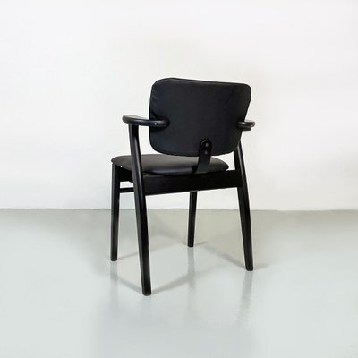 Mid-Century Italian Beech Matt Black Wood and Faux Leather Chairs, 1960s-GDD-1425981