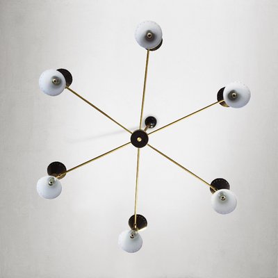 Mid-Century Italian Black Brass Pendant Light, 1950s-WLO-1393193