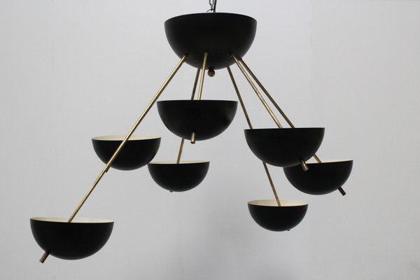 Mid-Century Italian Black & Brass Sputnik in the Style of Stilnovo, 1960s-WIP-676964