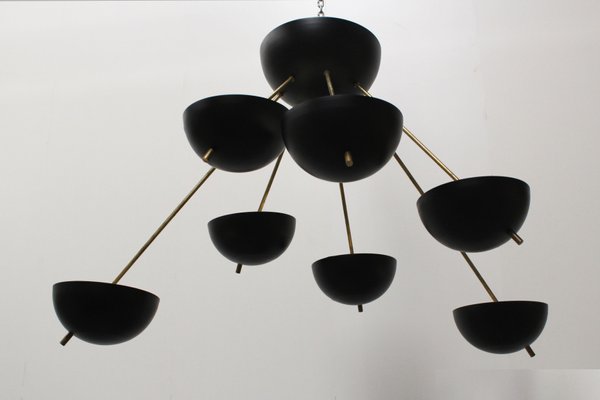 Mid-Century Italian Black & Brass Sputnik in the Style of Stilnovo, 1960s-WIP-676964